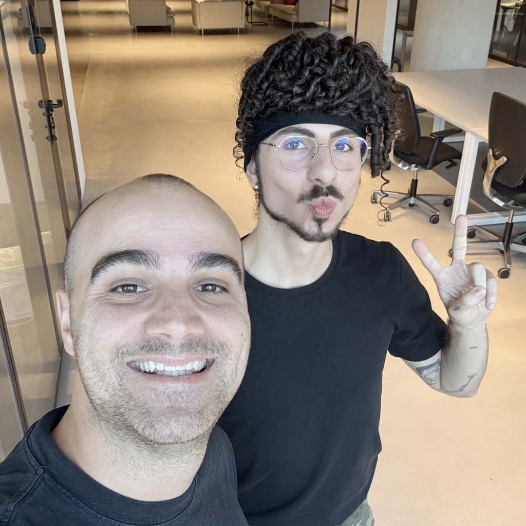 Tino and Pau in the office